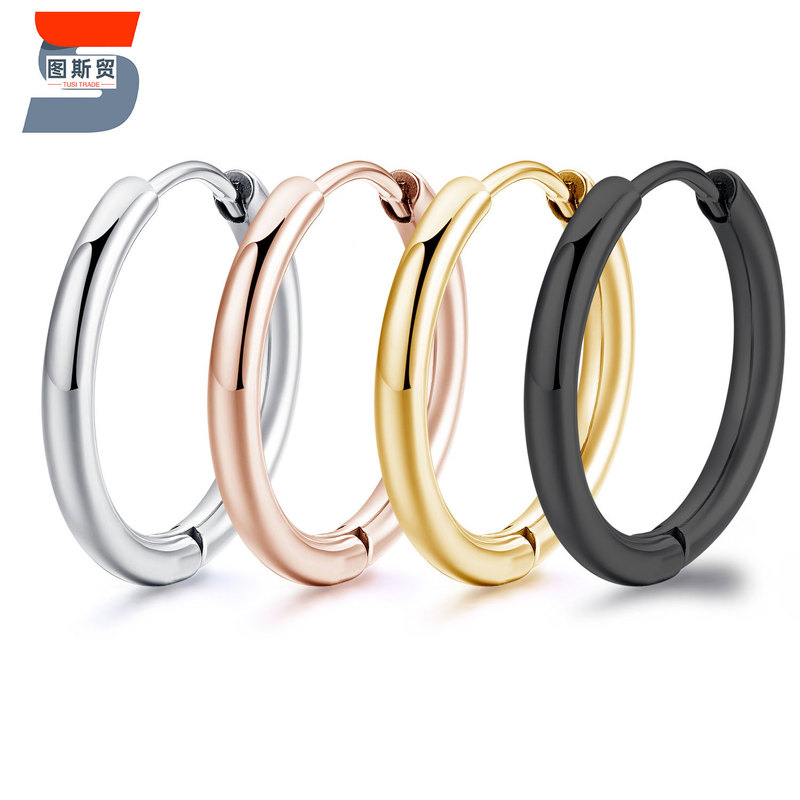 Japanese and Korean version of simple titanium steel earrings piercing jewelry stainless steel earrings earrings earrings earrings round wire earrings manufacturers spot Japanese and Korean version of simple titanium steel earrings piercing jewelry stainless steel earrings earrings earrings earrings round wire earrings manufacturers spot