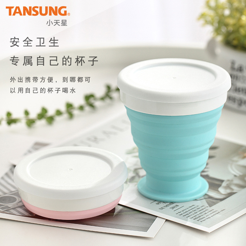 in stock New Silicone Folding Cup Set Water Cup Outdoor Student Practical Coffee Mug Plastic Cup Gift