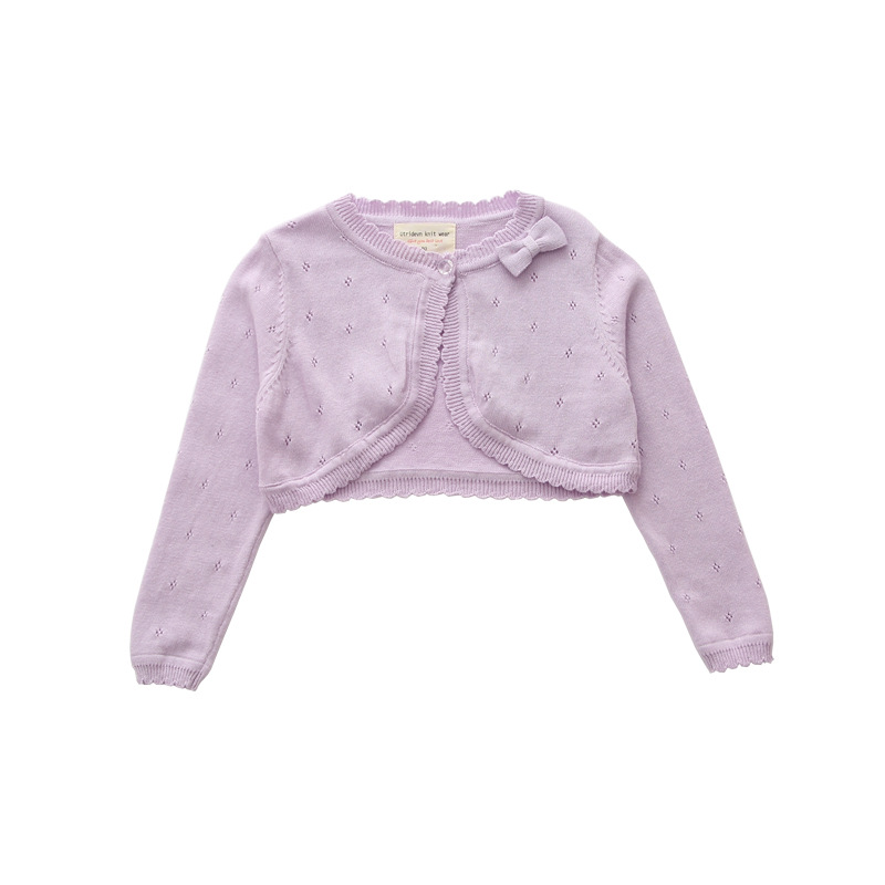 Una pieza de entrega estilo coreano bowknot chal para niños camisa de aire acondicionado para niños Chaqueta de punto para niñas de verano