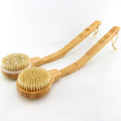 Manufacturer direct sales of bamboo handle pig bristle brush PPR soft pearl handle shower brush back scrubbing bath brush cleaning massage brush 