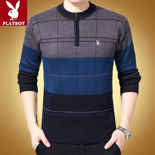 2025 New Men's Long-Sleeve Sweater for Middle-Aged and Elderly, Hooded Colorblock Casual Dad Knit Running Volume Base Shirt