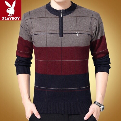 2025 New Men's Long-Sleeve Sweater for Middle-Aged and Elderly, Hooded Colorblock Casual Dad Knit Running Volume Base Shirt