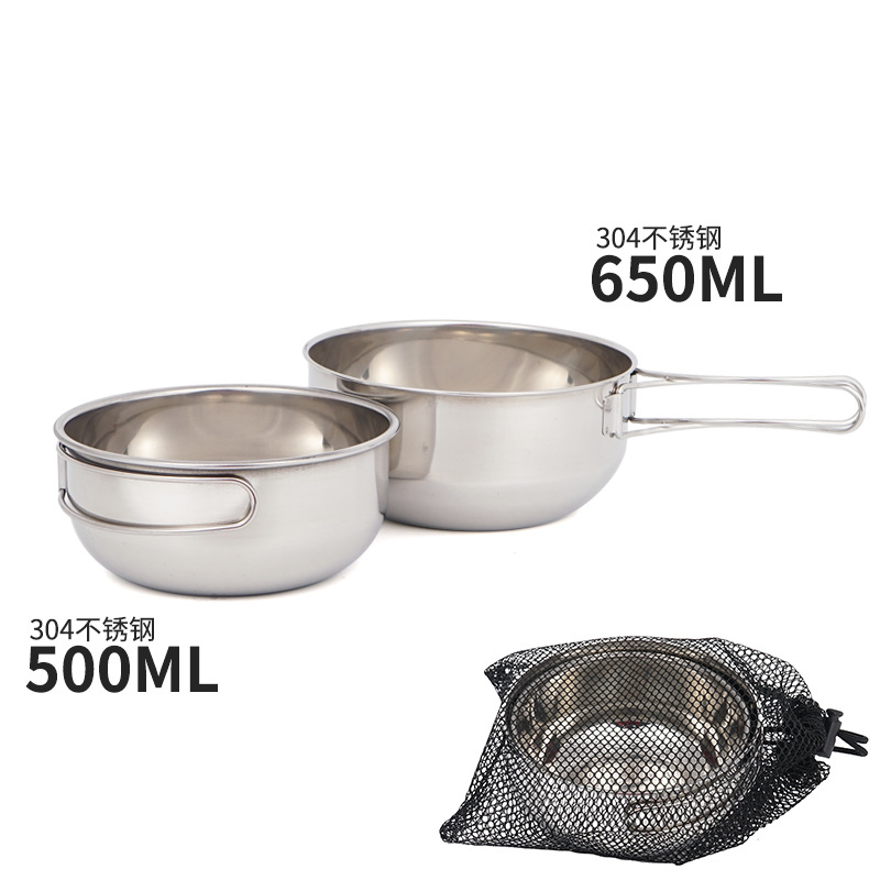 Al Aire Libre 304 plegable de acero inoxidable tazón 500ml camping portátil multi-funcional picnic set Tazón utensilios de cocina taza de escalada vajilla