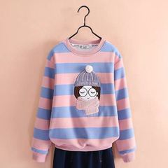 Women's Autumn/Winter Hoodie 2023 New Arrival Korean Style Children's Clothing Little Girl Fashion Loose Long Sleeve Striped Top