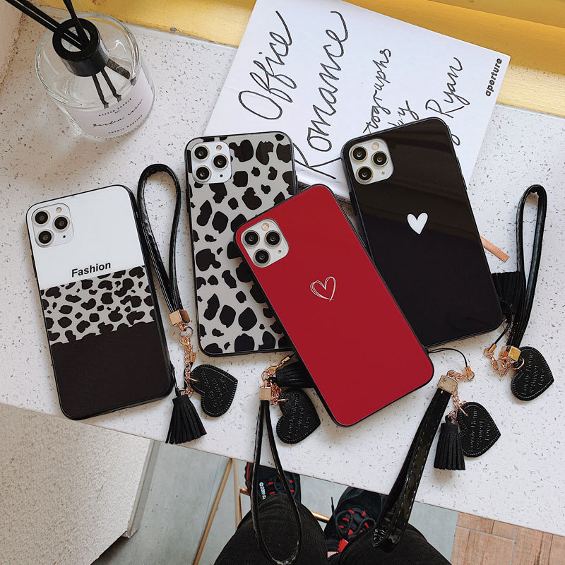 For Samsung S24 note20Ultra/S9 New S23plus Leopard Ins Tempered Glass Phone Case