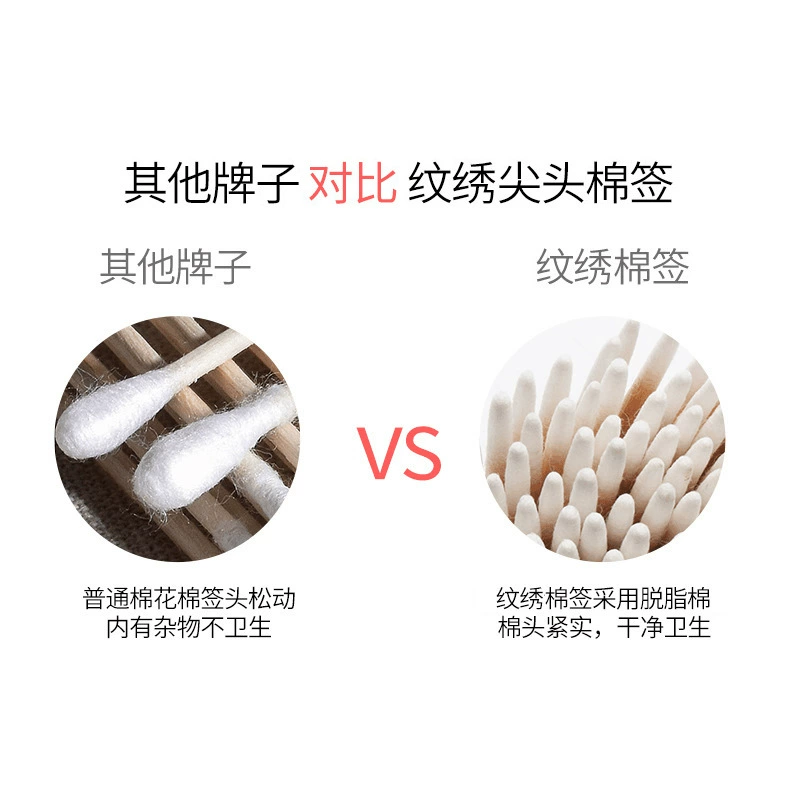 Eyelash extension, cotton pads, wooden cotton cotton swabs, wholesale, with embroidery, 7cm