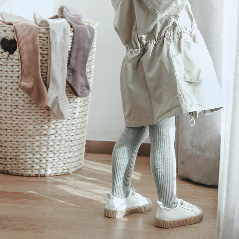 Pantimedias para niños bebé doble aguja pantimedias algodón peinado anti-pilling cosido a mano otoño cordón polainas