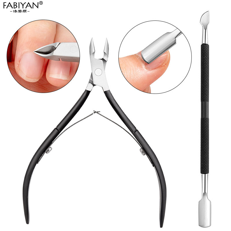 Fábrica en stock tijeras de piel muerta de acero inoxidable traje cortaúñas alicates de piel muerta cortaúñas de acero de doble cabeza herramientas de recorte