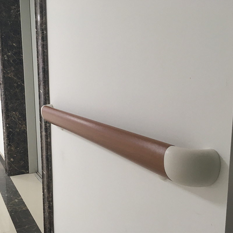 医院走廊防撞扶手养老院酒店圆弧过道PVC铝合金木纹扶手