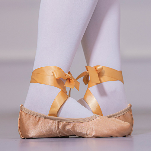 Satin ribbon dance shoes for adults and children, soft-soled women's yoga shoes, belly ballet shoes, cat claw shoes