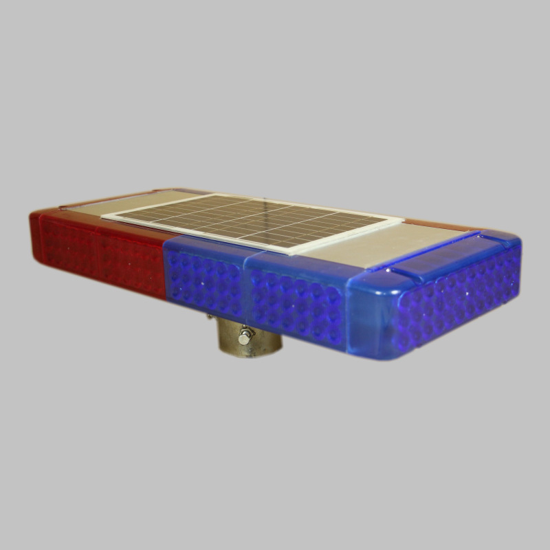 太阳能四面红蓝警示灯 led岗亭爆闪施工信号频闪障碍灯