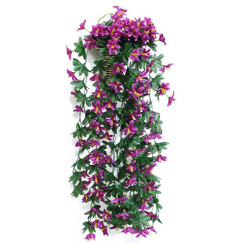 Enredadera de Flores Artificiales Pequeñas, Enredadera de Flores Falsas, Enredadera de Flores de Plástico, Decoración de Pared para Interiores, Sala de Estar, Cesta Colgante, Planta Decorativa
