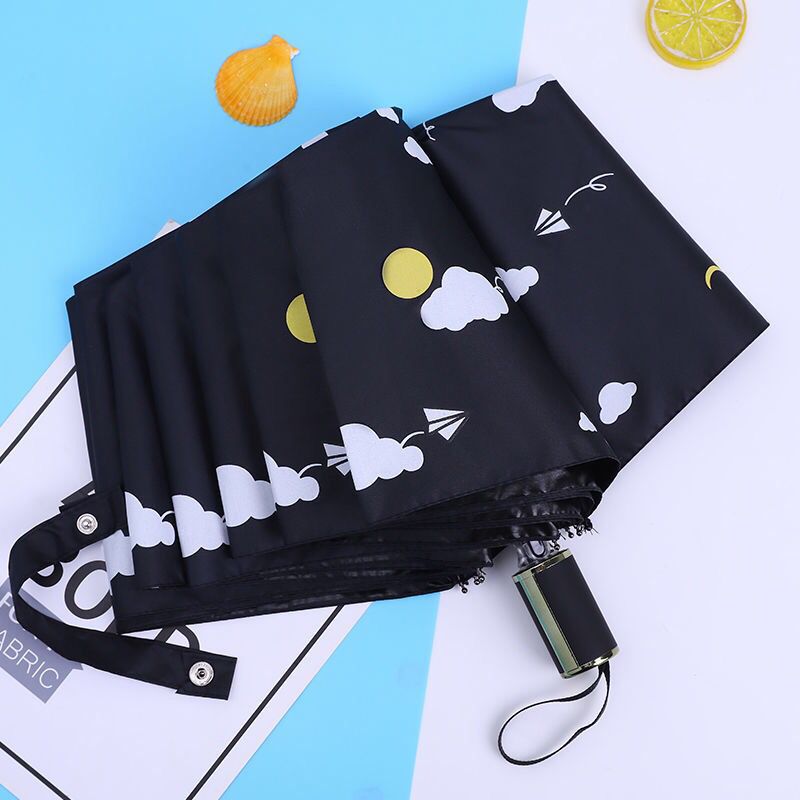 【Nuevo modelo】Paraguas de doble uso totalmente automático para sol y lluvia, protección UV, estilo de dibujos animados, diseño fresco, paraguas de tres pliegues para hombres y mujeres.