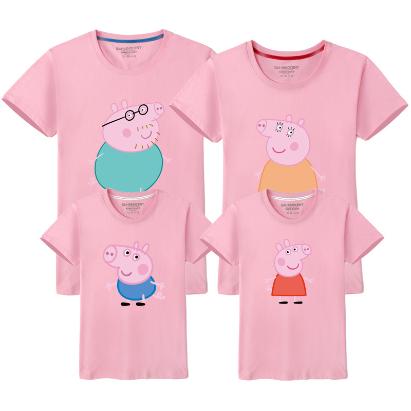 Verano de manga corta de tres piezas de algodón ropa para niños pareja padre-hijo cuello redondo hombres y mujeres media manga camiseta ropa de grupo