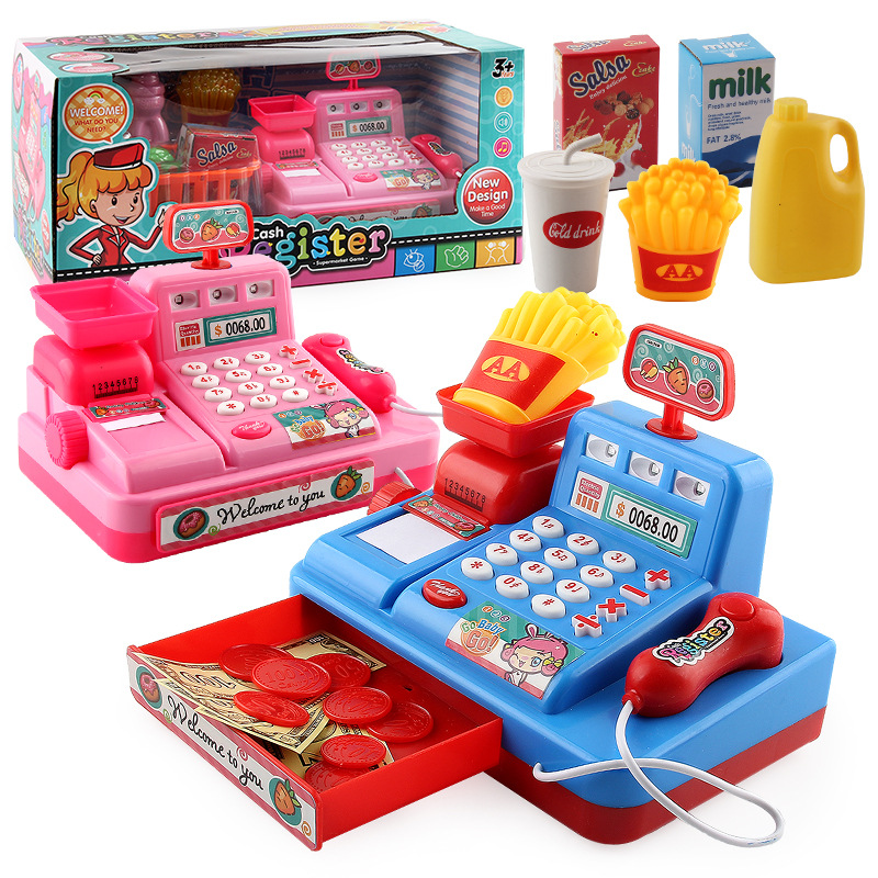 Girl Play House supermercado caja registradora juguete música ligera juego de rol caja registradora padre-hijo regalo de cumpleaños