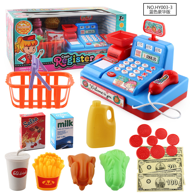 Girl Play House supermercado caja registradora juguete música ligera juego de rol caja registradora padre-hijo regalo de cumpleaños