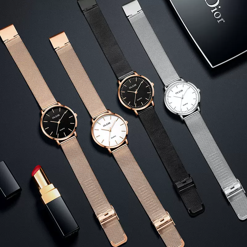 超薄女士手表中学生高中生女手表石英女士手表礼品金属手链表腕表