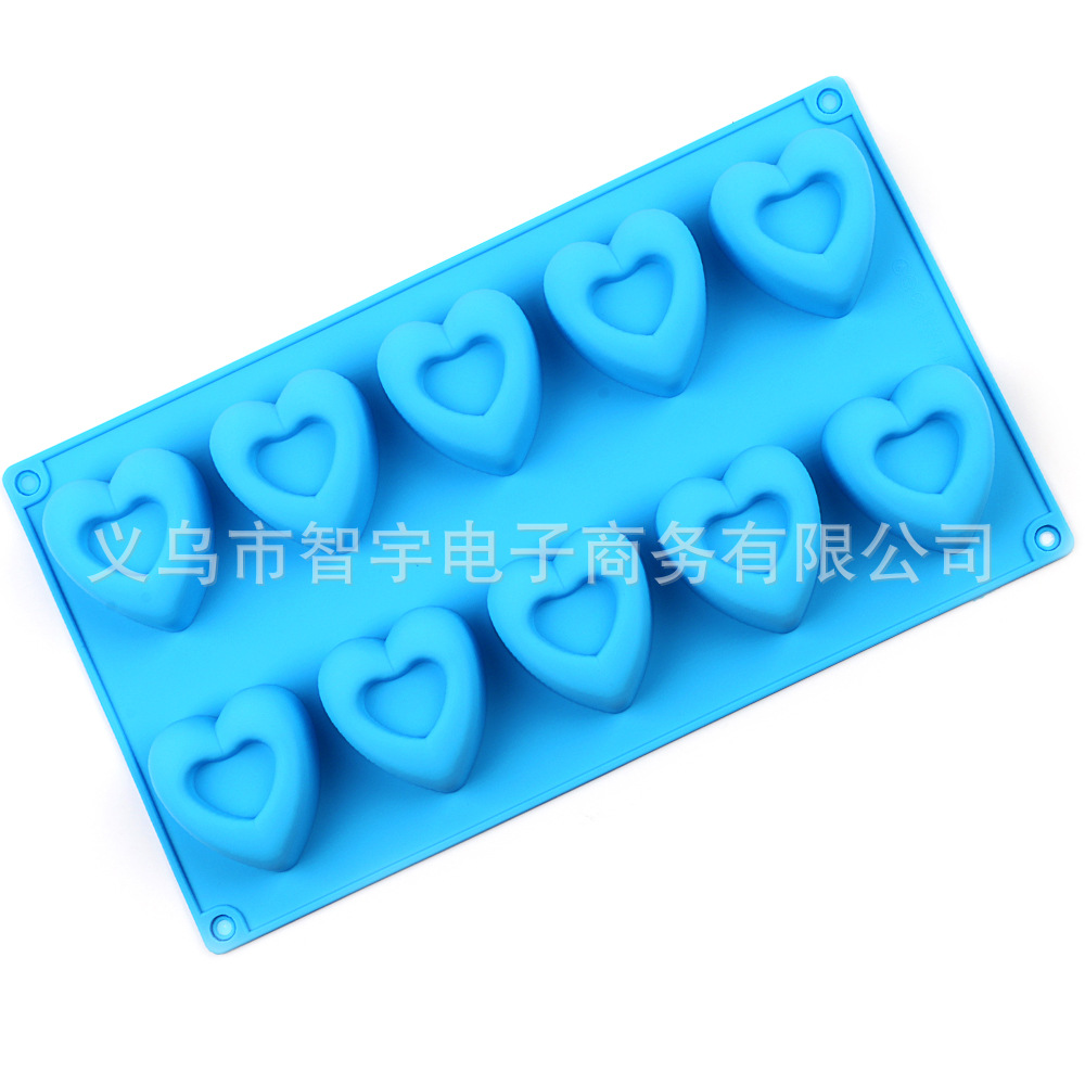 Silicone cake mold 10 even love soap handmade ice mold pudding DIY chocolate mold baking decoration tools