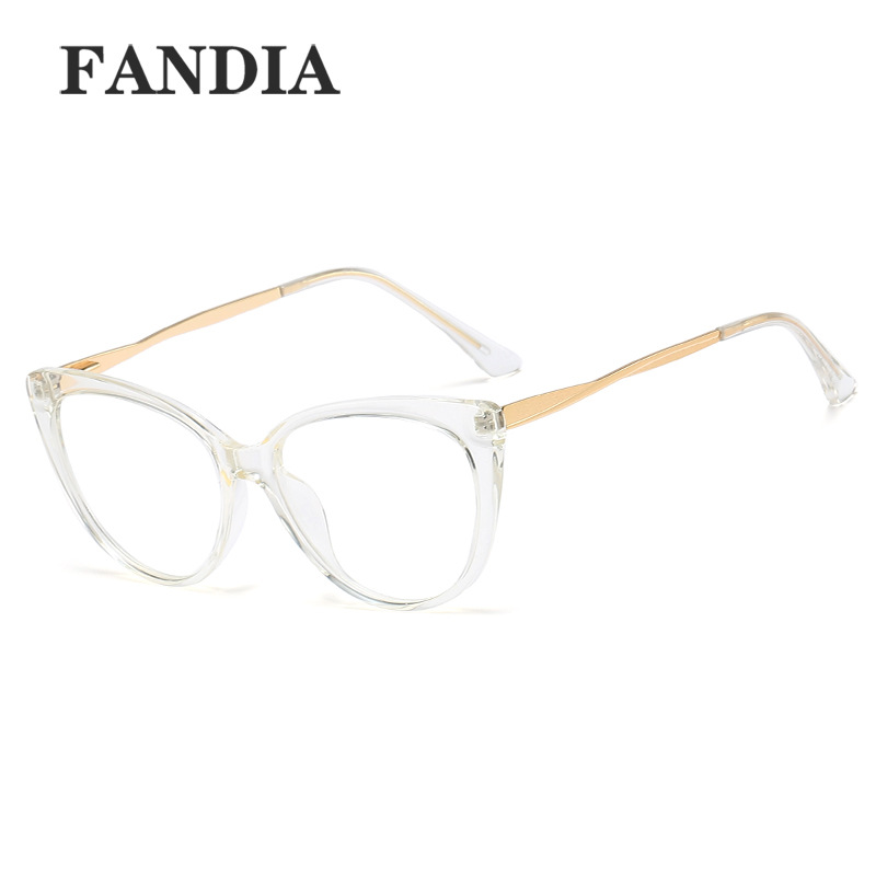 TR92388 metal primavera pierna gato marco anti-azul gafas de luz con gafas de miopía marco TR90 gafas lisas para las mujeres
