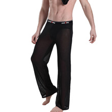 性感超薄男士网纱长裤 情趣夜店男士家居休闲长裤透明瑜伽运动裤