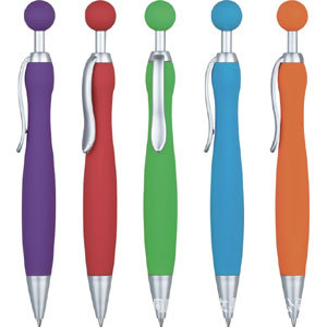 厂家生产珠珠广告圆珠笔可以印刷LOGO的圆珠笔 笑脸球形圆珠笔