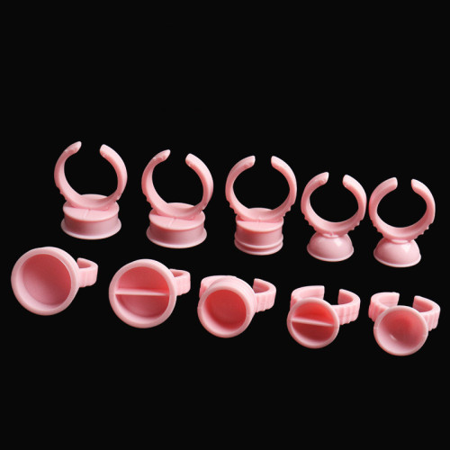 Wholesale eyelash grafting tools pink ring cup pattern embroidery eyelash drop glue ring cup transparent packaging