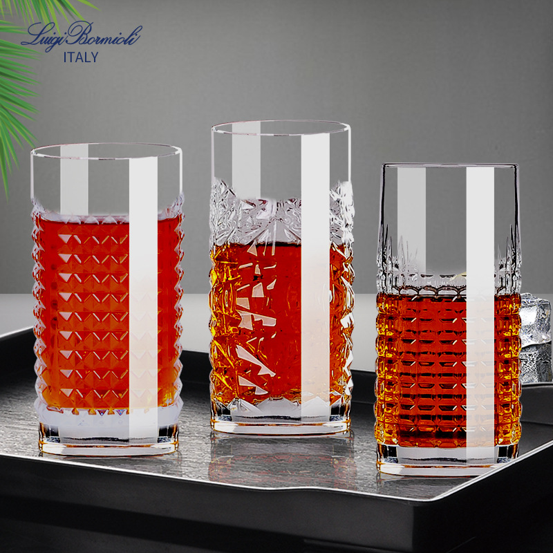 批发供应创意雕花透明水晶玻璃杯 进口意大利调酒专用饮料杯水杯