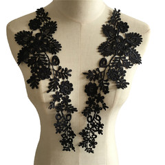 New Computer Embroidered Black Lace Collar DIY Lace Edge Dress Accessories Wholesale Pair for Sale