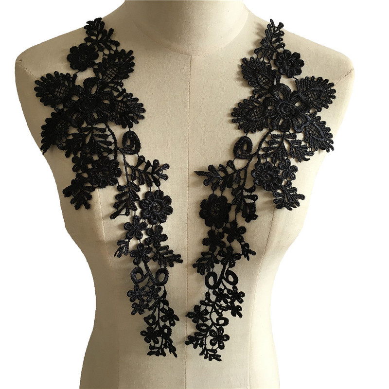 New computer embroidery black lace collar DIY lace lace dress accessories wholesale pair for sale