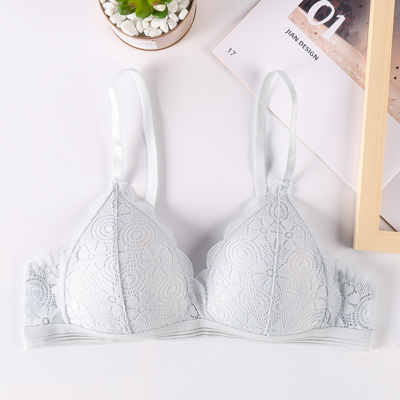 Ropa interior de primavera mujer sexy encaje belleza espalda push up suave piel-friendly chica inalámbrica sujetador de una sola pieza de entrega