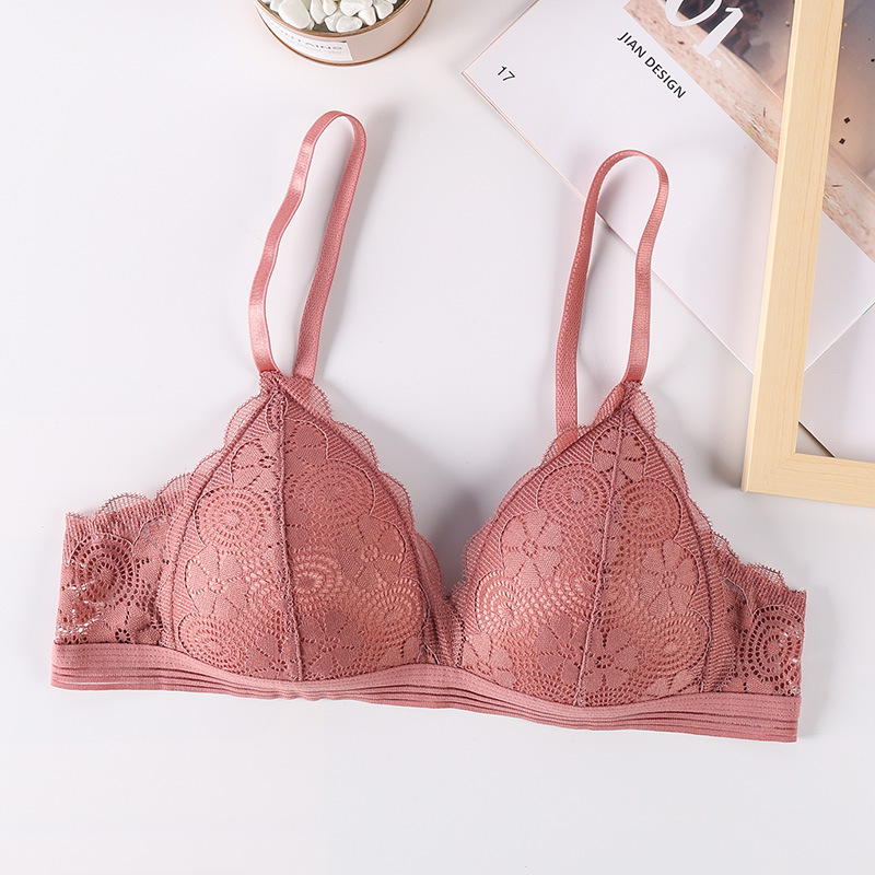 Ropa interior de primavera mujer sexy encaje belleza espalda push up suave piel-friendly chica inalámbrica sujetador de una sola pieza de entrega
