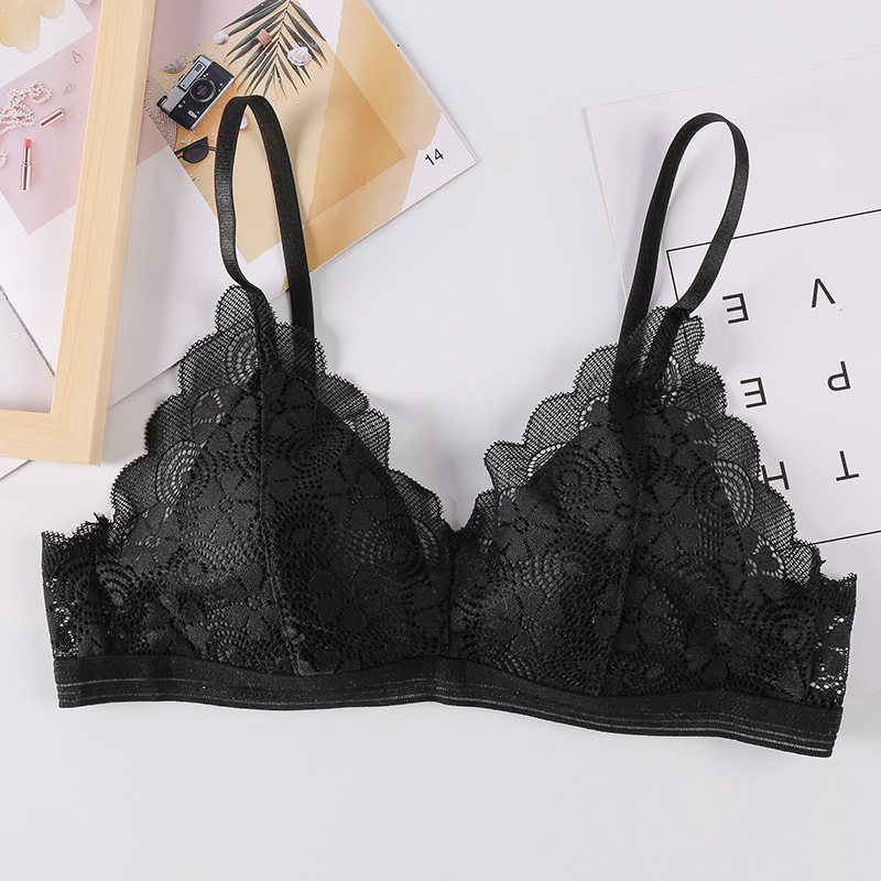 Nueva Correa simple sujetador de las mujeres belleza encaje trasero sin anillo de acero ropa interior de niña cómoda entrega de una pieza