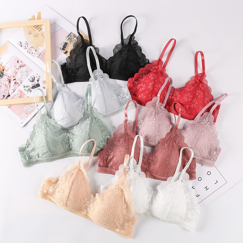 Nueva Correa simple sujetador de las mujeres belleza encaje trasero sin anillo de acero ropa interior de niña cómoda entrega de una pieza