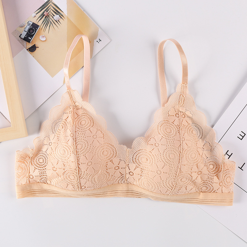 Nueva Correa simple sujetador de las mujeres belleza encaje trasero sin anillo de acero ropa interior de niña cómoda entrega de una pieza