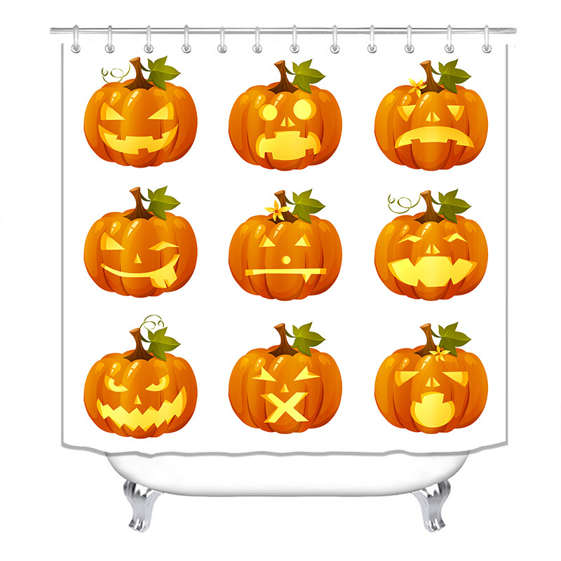 Amazon suministro directo transfronterizo Impresión digital impermeable Halloween patrón personalizado Cortina de ducha de suministro directo de fábrica Cortina de ducha al por mayor