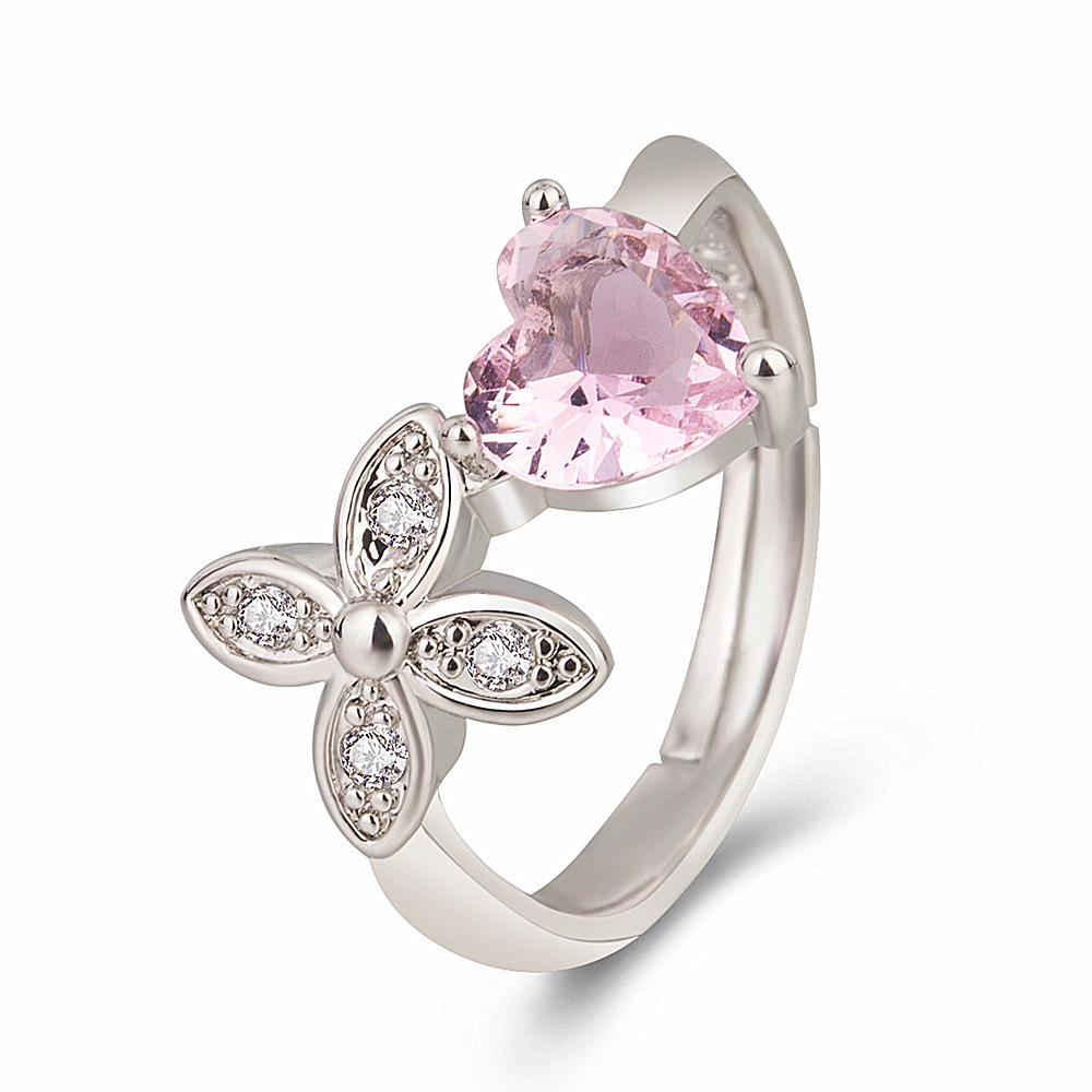 red ring with stone with zircon heart shaped