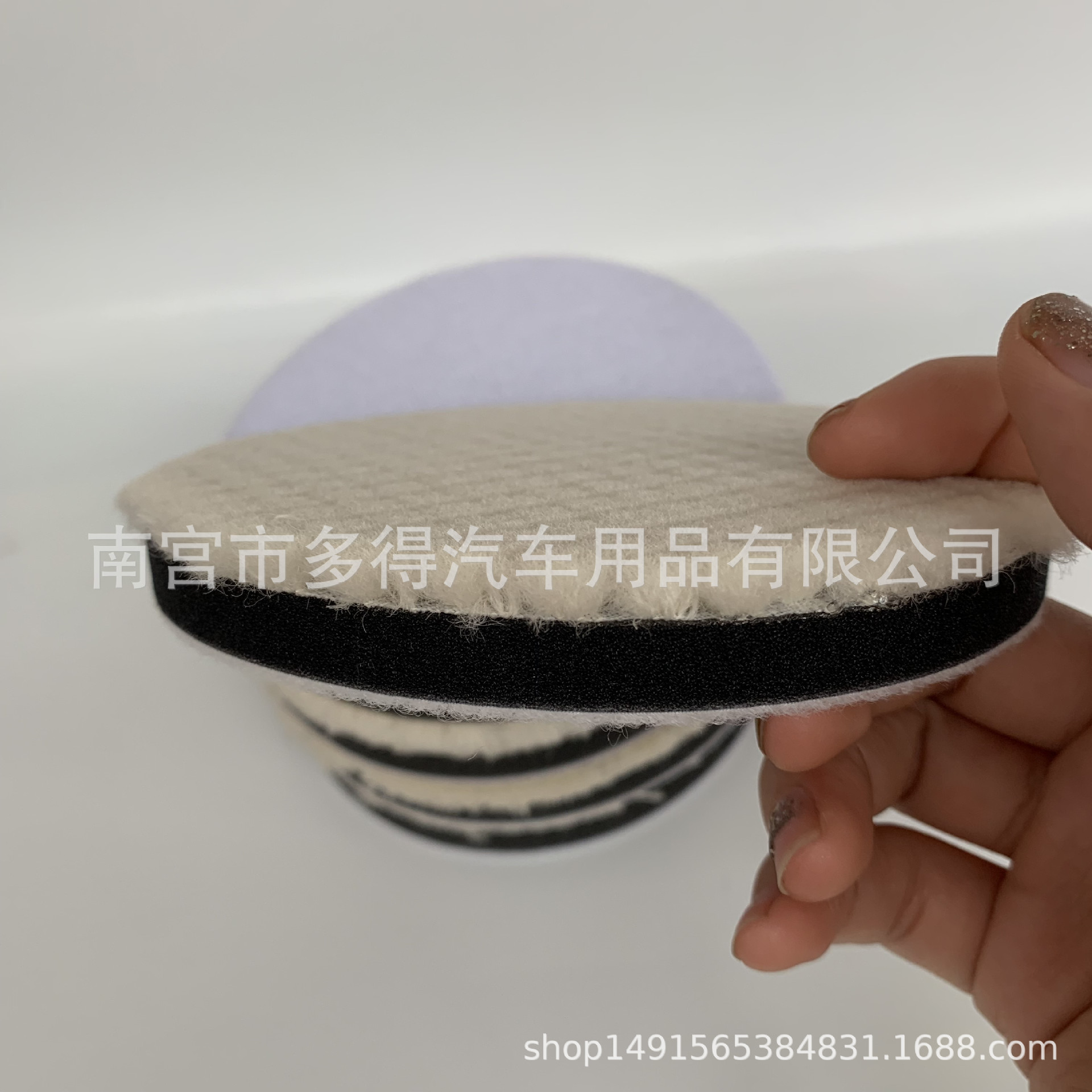 Disco de pulido de lana de estilo japonés 3 4 5 pulgadas de espesor media delgada esponja autoadhesiva rueda de lana sándwich rueda de pulido de lana corta de corte recto