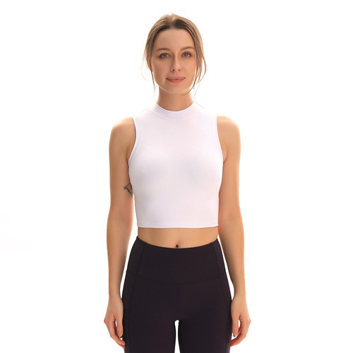 Sports vest for women to wear high collar antibacterial seamless bra underwear bra summer running yoga tops fitness clothes