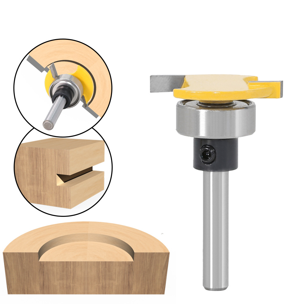 Mango de 6mm Parte 1/4 Mango parte mango con rodamiento Cuchillo en forma de T cuchillo de ranura ranurado cortador de fresado Máquina Herramienta de recorte