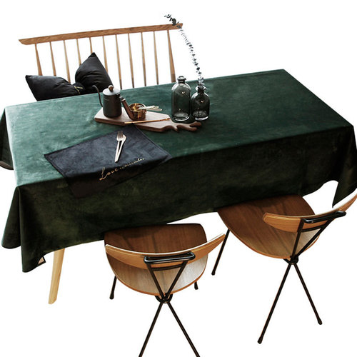 Pure Color Living Room Velvet Tablecloth Wedding Light Luxury Nordic Style Dining Tablecloth Home Tea Table Round Table Dustproof Table Mat