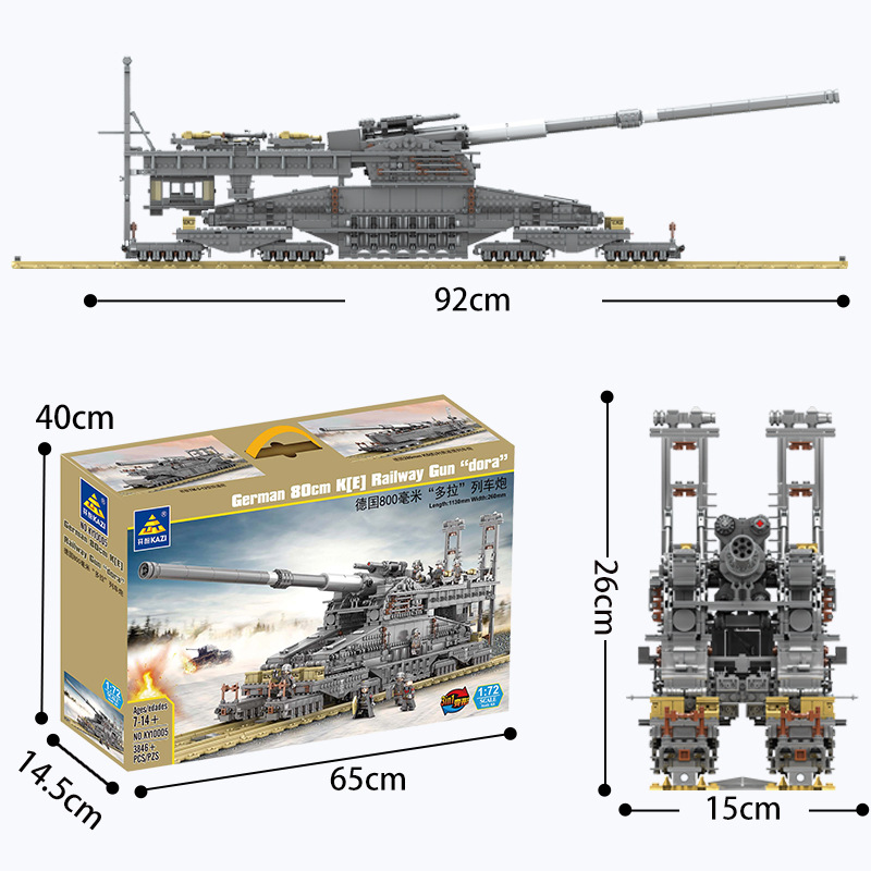 KAI ZHI KY10005 Tren Militar con Cañón, Bloques de Construcción de Alta Dificultad para Niños, Piezas Pequeñas