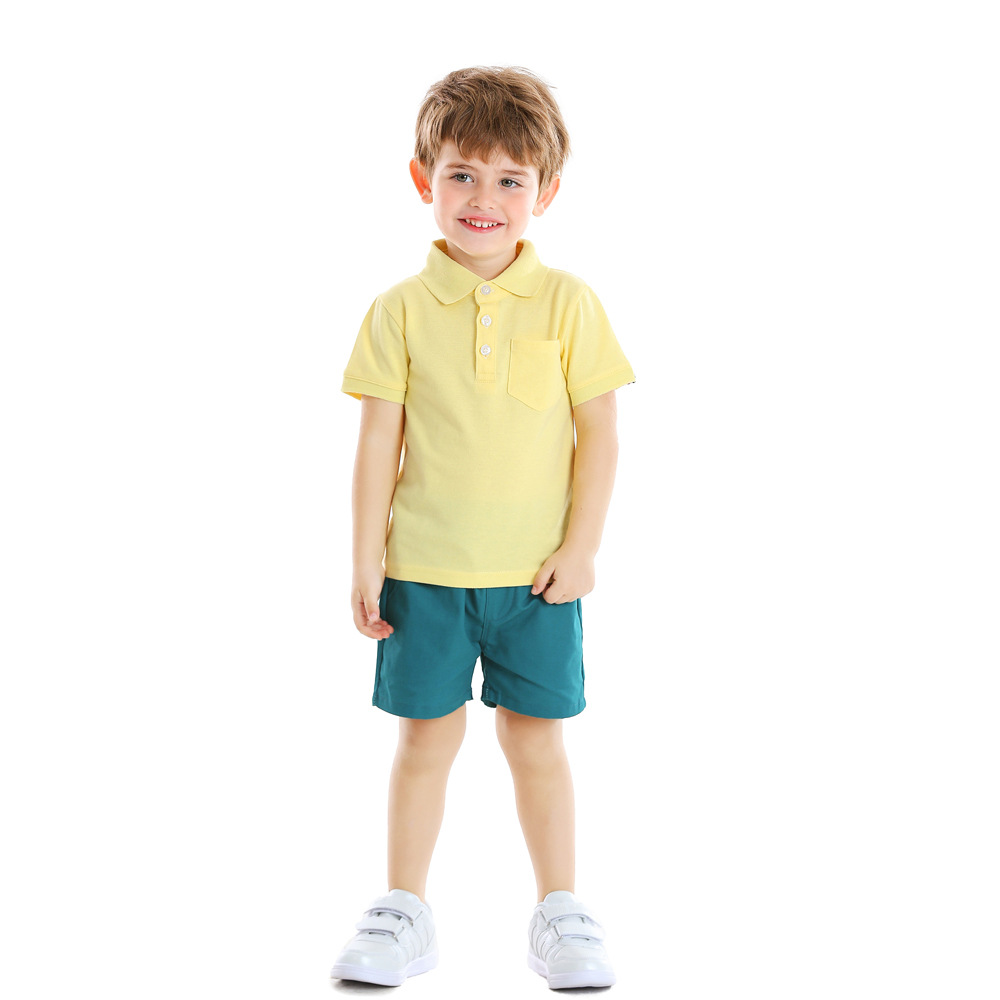 Ropa para niños 2025 ropa de verano para niños comercio exterior polos de verano camiseta de manga corta pantalones cortos traje clothing