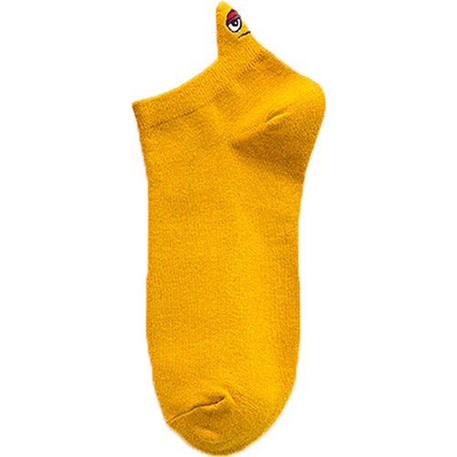 Spring and Summer High Heel Funny Expression Women's Cotton Socks Solid Color Pure Cotton Personalized Embroidery Adult Low Cut Boat Socks One Piece Shipping 