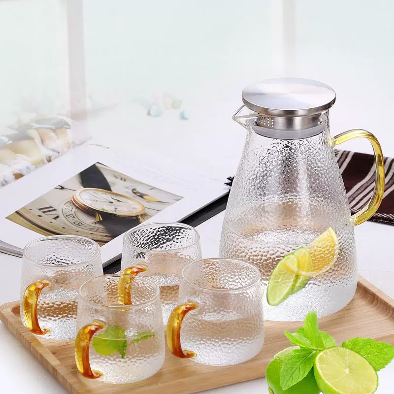 Teapot, set for home use, glass, explosion-proof iced tea, increased thickness