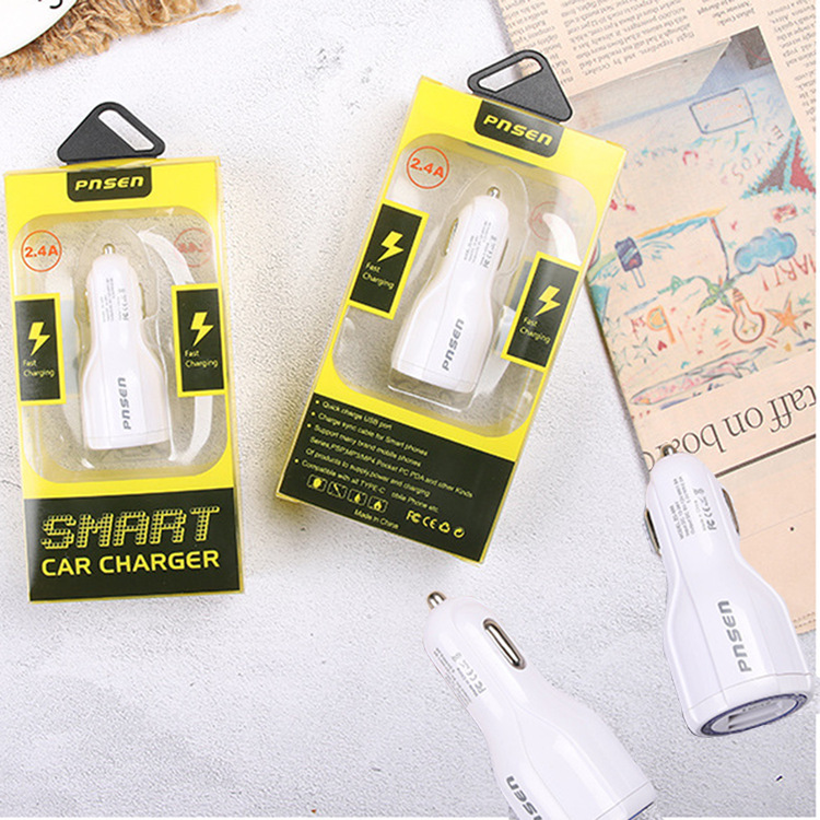 New Pnsen Car Charging Head Penzhen Dual USB Car Charger Smart Fast Mobile Phone Travel Charger