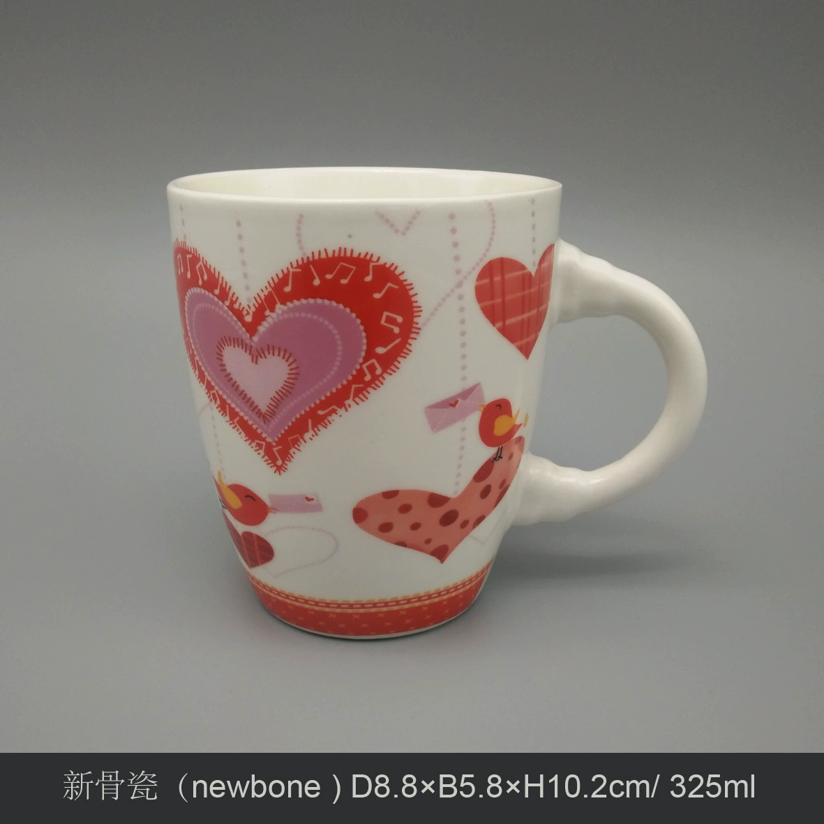 Новая костяная porcelain Patch Flower Painting Paper Valentine's Day Love Mark Coffee Cup Reinforcement Ceramic Roasting Cup Wholesale Customization