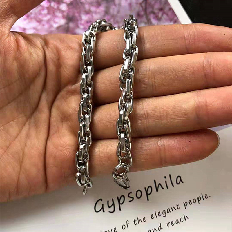 Personalized Stainless Fried Dough Twists Men's Fashion Hand woven Twisted Rope Chain Colorless Titanium Steel Necklace_voghion.com