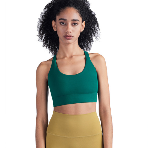 Amazon's new high-intensity shock-proof fitness sports bra European and American back buckle cross back yoga bra