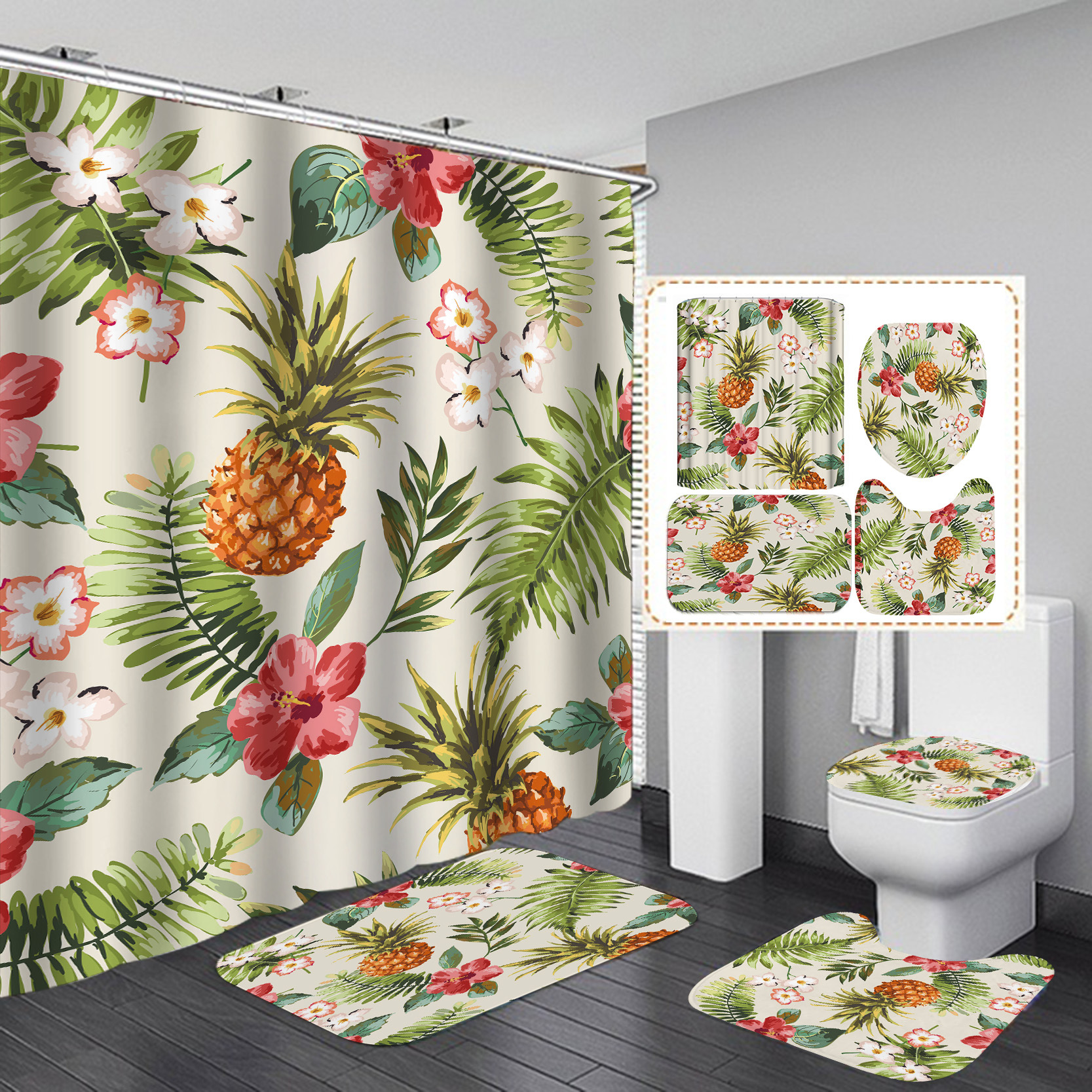 Amazon transfronteriza Venta caliente Impresión digital Baño serie de frutas Cortina de ducha Cortina de suministro directo de fábrica al por mayor
