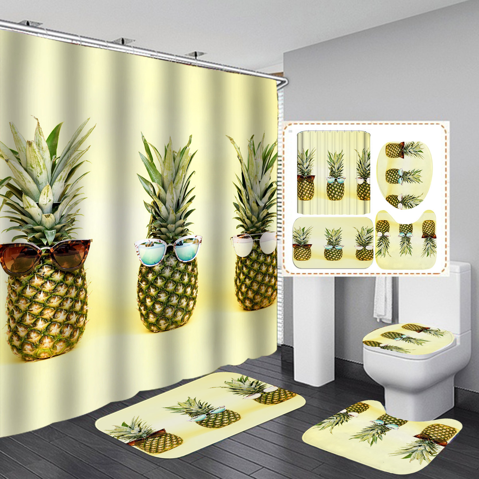 Amazon transfronteriza Venta caliente Impresión digital Baño serie de frutas Cortina de ducha Cortina de suministro directo de fábrica al por mayor